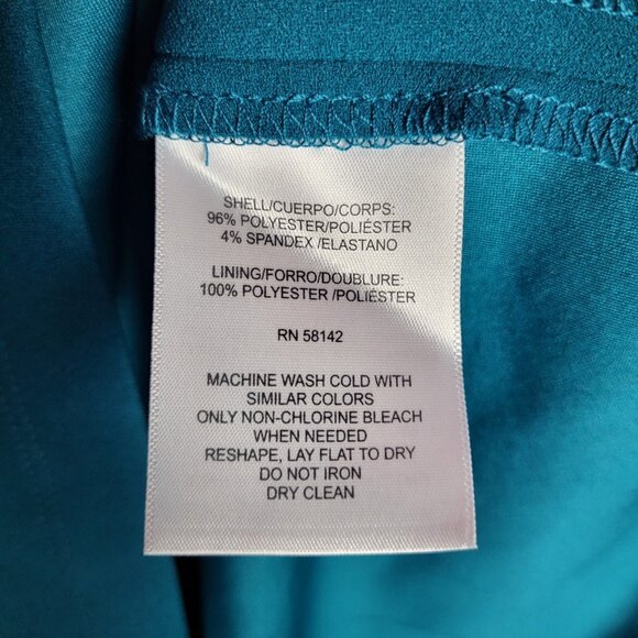 Maggy London Dress Women's 16 Turquoise Green Tie Neck Midi Career Office NWT - Picture 11 of 12